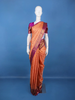 Peach Floral Design Woven Pure Kanchipuram Silk Saree With Zari Border - Diadem