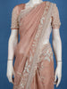 Peach Floral Embroidered Design Net Organza Tissue Saree With Designer Blouse