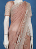 Peach Floral Embroidered Design Net Organza Tissue Saree With Designer Blouse