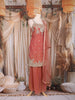Peach Floral Embroidered Design Organza Palazzo Suit