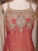 Peach Floral Embroidered Design Organza Palazzo Suit