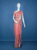 Peach Floral Embroidered Kota Cotton Saree - Diadem