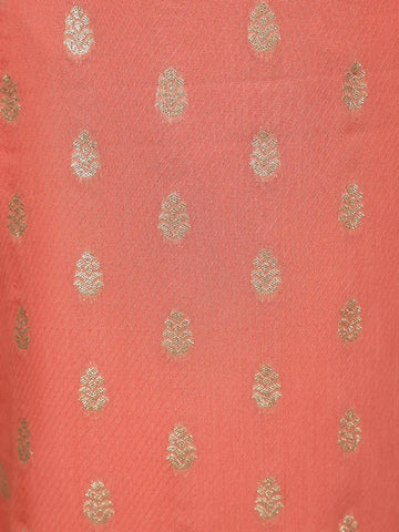 Peach Floral Embroidered Silk Salwar Suit - Diadem