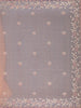 Peach Floral Embroidered Tissue Saree with Scalloped Border - Diadem