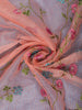 Peach Floral Motif Embroidered Chandheri Cotton Saree - Diadem