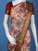 Peach Floral Printed Semi Tussar Silk Saree - Diadem
