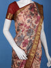 Peach Floral Printed Semi Tussar Silk Saree - Diadem