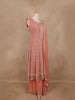 Peach Floral Sequins Embroidered Design Georgette Palazzo Suit
