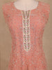 Peach Floral Sequins Embroidered Design Georgette Palazzo Suit