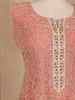 Peach Floral Sequins Embroidered Design Georgette Palazzo Suit