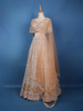 Peach Floral Sequins Embroidered Net Lehenga Set With Dupatta - Diadem