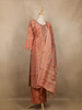 Peach Floral Sequins Embroidery Tissue Silk Salwar Suit