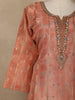 Peach Floral Sequins Embroidery Tissue Silk Salwar Suit