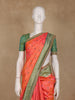 Peach Geometric Diamond Designed Silk Saree - Diadem