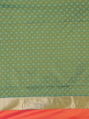 Peach Geometric Diamond Designed Silk Saree - Diadem