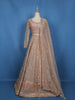 Peach Heavy Sequins Embroidered Net Lehenga With Sheer Dupatta