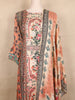 Peach Kashmiri Floral Printed Design Crepe Straight Cut Salwar Suit with Dupatta