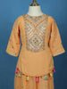 Peach Mirror Work Georgette Kids Palazzo Suit - Diadem