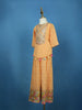 Peach Mirror Work Georgette Kids Palazzo Suit - Diadem