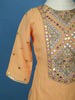 Peach Mirror Work Georgette Kids Palazzo Suit - Diadem