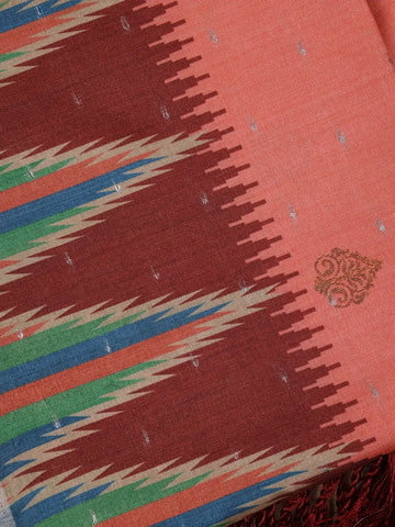 Peach Paisley Designed Soft Silk Saree - Diadem