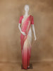 Peach Pink And Cream Ombre Sequin Embellished Chiffon Saree - Diadem