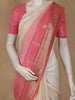 Peach Pink And Cream Ombre Sequin Embellished Chiffon Saree - Diadem