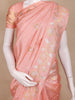 Peach Pink Floral Butta Woven Design Semi Tussar Saree