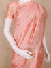 Peach Pink Floral Butta Woven Design Semi Tussar Saree
