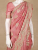 Peach Pink Floral Design Organza Silk Saree With Sequins and Zari Border - Diadem