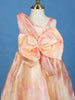 Peach Pink Floral Design Satin Party Frock