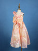 Peach Pink Floral Design Satin Party Frock
