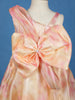 Peach Pink Floral Design Satin Party Frock