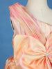 Peach Pink Floral Design Satin Party Frock