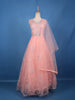 Peach Pink Floral Embroidered Design Net Gown