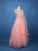 Peach Pink Floral Embroidered Design Net Gown