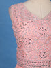 Peach Pink Floral Embroidered Design Net Gown