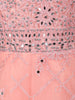 Peach Pink Floral Embroidered Design Net Gown