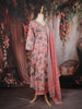 Peach Pink Floral Printed Cotton Salwar Suit with Dupatta