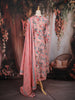 Peach Pink Floral Printed Cotton Salwar Suit with Dupatta