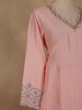 Peach Pink Floral Sequins Embroidery Silk Cotton Salwar Suit - Diadem