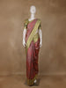 Peach Pink Zigzag Design Tussar Silk Saree With Contrast Border - Diadem