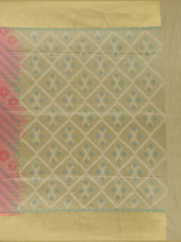 Peach Pink Zigzag Design Tussar Silk Saree With Contrast Border - Diadem