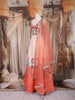 Peach Sequins and Bead Embroidered Tissue Silk Lehenga Set with Net Dupatta