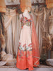 Peach Sequins and Bead Embroidered Tissue Silk Lehenga Set with Net Dupatta