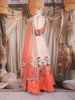 Peach Sequins and Bead Embroidered Tissue Silk Lehenga Set with Net Dupatta