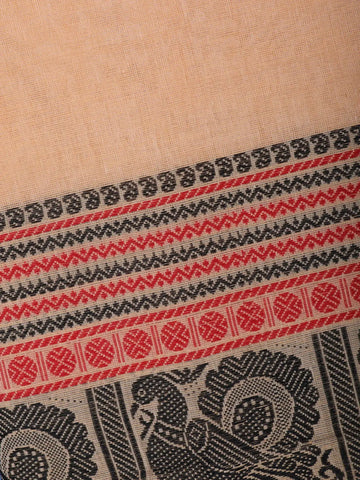 Peach Solid Design Cotton Saree - Diadem