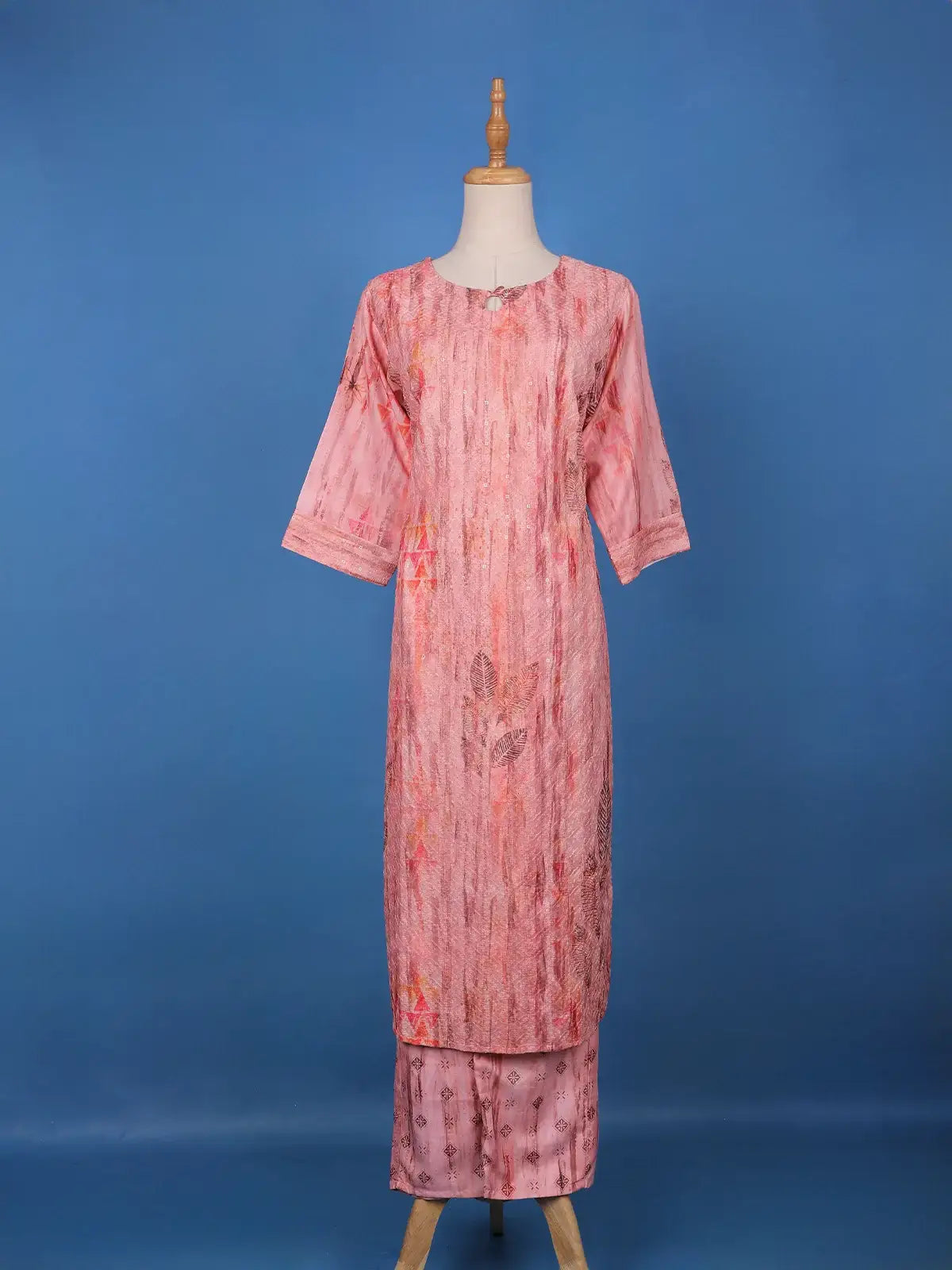 Peach Floral Design Printed Cotton Salwar Suit - Diadem