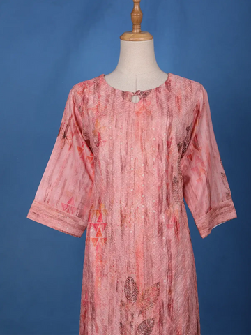 Peach Floral Design Printed Cotton Salwar Suit - Diadem