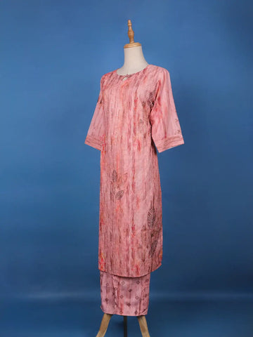 Peach Floral Design Printed Cotton Salwar Suit - Diadem